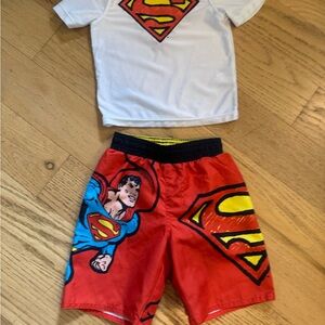 Old Navy Collectabilites Superman Swim Shirt and Trunks Size 2T